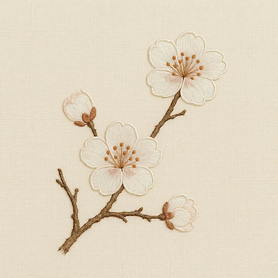 JPG 편집이미지 디자인 꽃 예술 가지 장식 벚꽃 공예 자수 뷰티풀 색감 수예 핸드메이드 Textile 편집실사 AI포토 AI콘텐츠 식물 채소 취미 CG 파일형식
