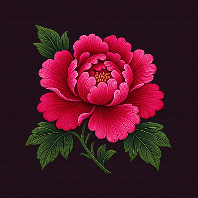 JPG 편집이미지 전통 디자인 꽃 예술 분홍색 백그라운드 잎 장식 화려 자수 수공예 모란 뷰티풀 디테일 편집실사 AI포토 AI콘텐츠 식물 컬러 컨셉 공예 CG 파일형식