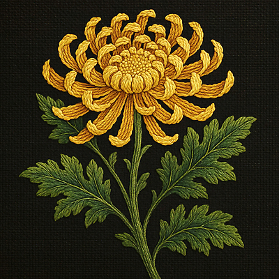 JPG 편집이미지 전통 디자인 꽃 예술 백그라운드 잎 국화 장식 초록색 노란색 공예 자수 뷰티풀 수놓기 편집실사 AI포토 AI콘텐츠 식물 컬러 취미 CG 파일형식