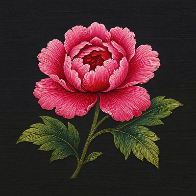 JPG 편집이미지 전통 꽃 예술 분홍색 백그라운드 잎 자연 한국 장식 화려 작품 자수 모란 디테일 편집실사 AI포토 AI콘텐츠 식물 아시아 컬러 컨셉 미술 CG 생태계 파일형식