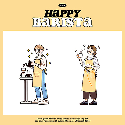 행복 감정 여유 커피 음료 일러스트 탁자 스튜디오 아침 일상 작업 맛 커피잔 고객 즐거움 서비스 향기 바리스타 타입 창의성 국내일러스트 AI파일 주간 직업 가구 컨셉 잔 라이프 냄새 파일형식 벡터