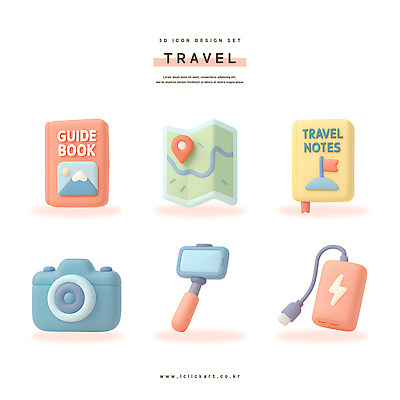 PSD 아이콘 디자인 여행 지도 그래픽 3D아이콘 3D 카메라 가이드북 여행용품 보배 셀카봉 여행준비 벡터 전자제품 디지털합성 오브젝트 준비 약어 파일형식