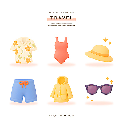 PSD 아이콘 모자 디자인 패션 수영복 여행 셔츠 장신구 반바지 캐주얼 여름 3D아이콘 선글라스 우비 스타일 잡화 옷 계절 안경 상의 바지 파일형식