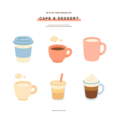 아이콘 디자인 커피 음료 컬러 백그라운드 디저트 컵 카페 차 코코아 캐러멜 프라푸치노 2D아이콘 AI파일 식기 음식 상점 파일형식 벡터
