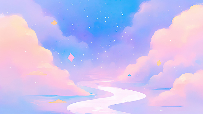 JPG 구름 길 예술 분홍색 컬러 일러스트 자연 하늘 따뜻함 풍경 파란색 평화 고요 은색 저녁 신비 뷰티풀 풍경화 환상 국내일러스트 AI일러스트 AI콘텐츠 자연요소 컨셉 야간 그림 생태계 파일형식
