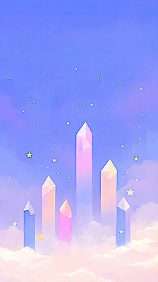 JPG 구름 별 컬러 백그라운드 일러스트 상상 자연 하늘 풍경 빛 반사 기둥 우아함 신비 크리스탈 높이 조화 뷰티풀 몽환 환상 국내일러스트 AI일러스트 AI콘텐츠 자연요소 건축 컨셉 광석 생태계 파일형식