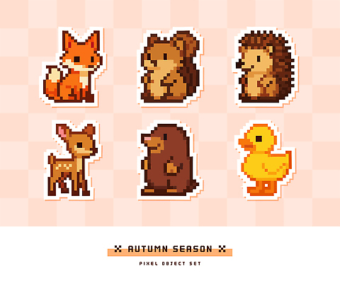 동물 캐릭터 디자인 컬러 일러스트 사슴 오리 그래픽 세트 귀여움 가을 게임 여우 고슴도치 두더지 창의성 디지털아트 국내일러스트 AI파일 계절 컨셉 포유류 놀이 조류 파일형식 벡터