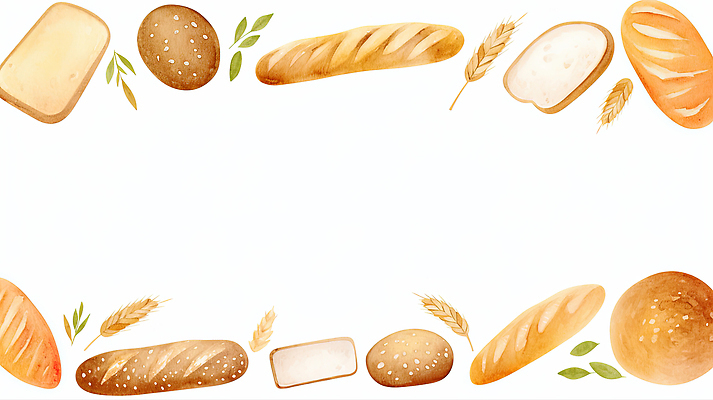 JPG 디자인 예술 음식 빵 백그라운드 일러스트 자연 디저트 수채화 곡류 프레임 따뜻함 장식 제과 식사 빵집 빈티지 테두리 질감 부드러움 색감 국내일러스트 AI일러스트 AI콘텐츠 컨셉 제과제빵 상점 감각 생태계 파일형식