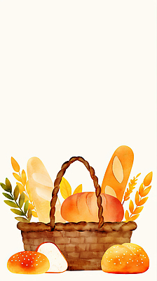 JPG 식물 디자인 음식 빵 컬러 일러스트 재료 자연 디저트 따뜻함 풍경 갈색 바구니 식사 빵집 수확 아침식사 원예 수공예 국내일러스트 AI일러스트 AI콘텐츠 농업 취미 상점 공예 생태계 파일형식