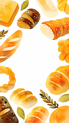 JPG 예술 음식 빵 일러스트 재료 자연 디저트 풍경 갈색 노란색 제과 전시 빵집 질감 조화 색감 식욕 웰컴 국내일러스트 AI일러스트 AI콘텐츠 컬러 제과제빵 상점 생태계 파일형식