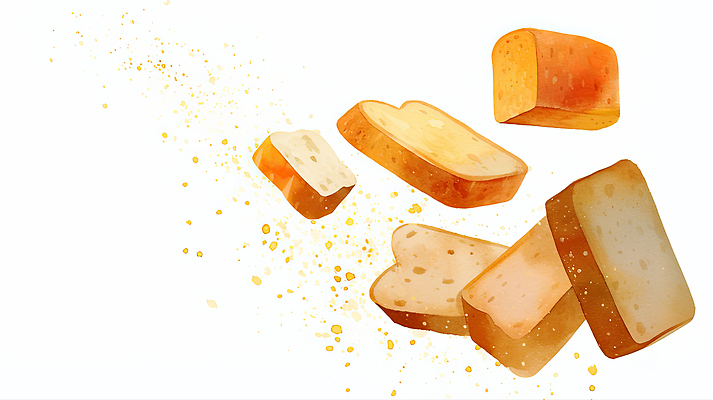 JPG 음식 빵 조각 일러스트 재료 아침 디저트 요리 공중 장식 제과 식사 맛 냄새 부드러움 바삭바삭 흩어짐 국내일러스트 AI일러스트 AI콘텐츠 주간 컨셉 제과제빵 감각 파일형식