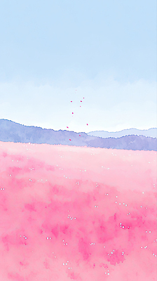 JPG 분홍색 꽃밭 일러스트 자연 생명 조명 산 풍경 평화 고요 봄 화사함 조화 색채 풍경화 국내일러스트 AI일러스트 AI콘텐츠 계절 꽃 컬러 컨셉 그림 생태계 파일형식