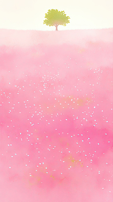 JPG 나무 감정 여유 분홍색 컬러 백그라운드 일러스트 자연 아침 휴식 미소 풍경 여름 평화 고요 점 부드러움 조용 화사함 국내일러스트 AI일러스트 AI콘텐츠 주간 식물 계절 컨셉 표정 감각 생태계 파일형식