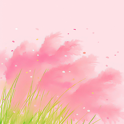 JPG 디자인 계절 감정 예술 분홍색 컬러 백그라운드 일러스트 자연 수채화 풍경 잔디 초록색 평화 점 부드러움 조화 색감 국내일러스트 AI일러스트 AI콘텐츠 식물 컨셉 감각 생태계 파일형식