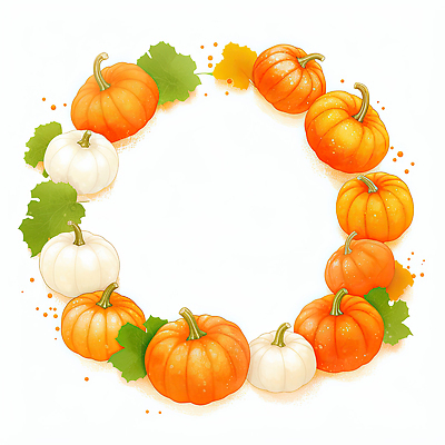 JPG 계절 컬러 잎 농업 일러스트 자연 생명 호박 프레임 따뜻함 장식 농작물 터치 수확 가을 원형 풍요 국내일러스트 AI일러스트 AI콘텐츠 도형 식물 산업 컨셉 채소 생태계 파일형식