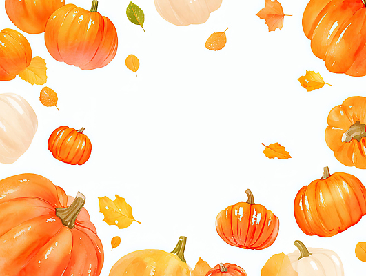 JPG 식물 디자인 계절 여유 컬러 백그라운드 단풍 일러스트 자연 호박 풍경 장식 농작물 주황색 수확 가을 흰색 뷰티풀 알록달록 국내일러스트 AI일러스트 AI콘텐츠 감정 잎 농업 채소 컬러풀 생태계 파일형식