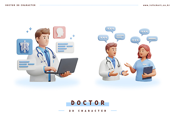 PSD 편집이미지 캐릭터 디자인 의학 건강 대화 치료 노트북 3D 디지털 환자 의사 상담 인터페이스 편집3D 말하기 전자제품 의료진 디지털합성 파일형식