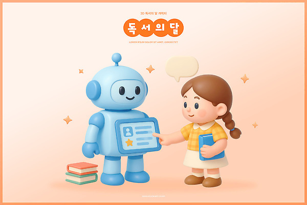 PSD 편집이미지 교육 어린이 놀이 대화 책 친구 학습 독서 어린이날 로봇 상상력 창의성 편집3D 독서의달 카드프레임 기념일 관계 프레임 말하기 사람 3D 9월 파일형식