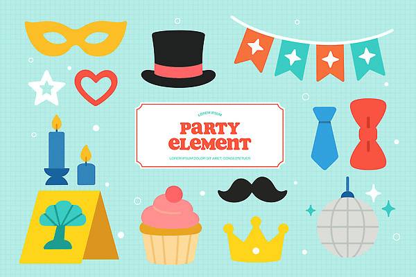 모자 별 리본 컬러 백그라운드 일러스트 왕관 사랑 가면 미소 장식 파티 축제 생일 분위기 컵케이크 오브젝트 창의력 테마 국내일러스트 AI파일 자연요소 잡화 기념일 감정 컨셉 표정 이벤트 케이크 파일형식 벡터