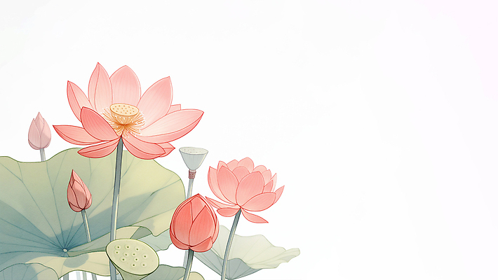 JPG 식물 꽃 분홍색 잎 일러스트 자연 생명 연꽃 풍경 초록색 여름 평화 환경 연못 수중식물 수조 생태계 화사함 조화 만개 뷰티풀 국내일러스트 AI일러스트 AI콘텐츠 계절 컬러 컨셉 파일형식