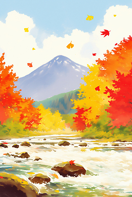 JPG 나무 컬러 여행 단풍 잎 일러스트 자연 하늘 산 풍경 물 강 고요 산책 가을 시원함 국물 방문 멀리 뷰티풀 국내일러스트 AI일러스트 AI콘텐츠 자연요소 식물 계절 음식 휴식 생태계 파일형식