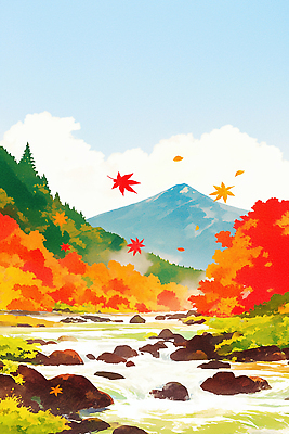 JPG 나무 구름 그릇 컬러 여행 단풍 잎 일러스트 자연 하늘 산 풍경 강 햇빛 평화 소리 가을 시세 뷰티풀 경관 국내일러스트 AI일러스트 AI콘텐츠 자연요소 식물 식기 계절 컨셉 금융 태양 생태계 파일형식