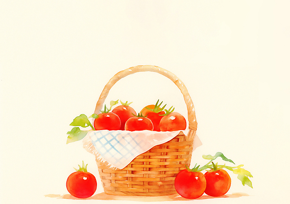 JPG 음식 컬러 농업 토마토 채소 일러스트 재료 자연 건강 요리 빨간색 여름 농작물 바구니 식사 시골 신선 오브젝트 유기농 풍요 국내일러스트 AI일러스트 AI콘텐츠 웰빙 계절 산업 컨셉 생태계 파일형식