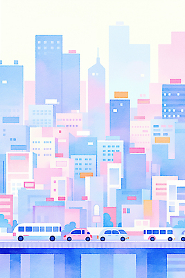 JPG 주간 디자인 건축 예술 분홍색 컬러 백그라운드 교통 일러스트 모션 거리 거리풍경 풍경 건물 일상 파란색 도시 그림 개발 고층 국내일러스트 AI일러스트 AI콘텐츠 자연요소 건축물 라이프 파일형식