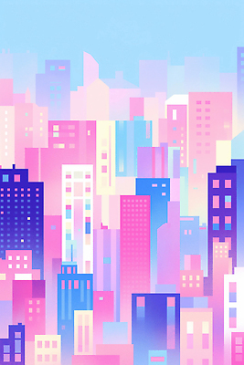 JPG 모양 디자인 예술 백그라운드 일러스트 아침 밝음 풍경 건물 햇빛 일출 활발 도시 구조물 모던 그림 화사함 고층 색채 국내일러스트 AI일러스트 AI콘텐츠 주간 건축물 건축 컨셉 태양 노을 파일형식