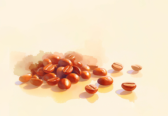 JPG 커피 음료 예술 컬러 일러스트 탁자 아침 조명 실내 생활 카페 원두 커피잔 즐거움 질감 향기 부드러움 로스팅 미각 국내일러스트 AI일러스트 AI콘텐츠 주간 감정 가구 잔 내부 상점 감각 냄새 파일형식