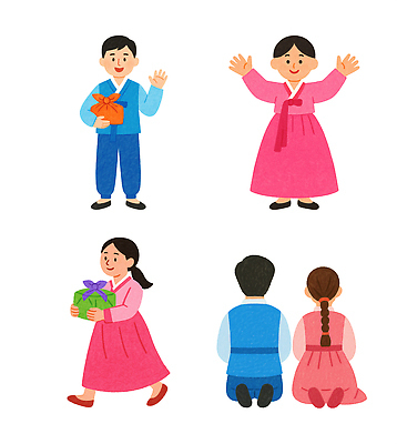 PSD 전통 기념일 행복 감정 문화 어린이 일러스트 가족 놀이 선물 사랑 웃음 추석 축제 기쁨 만남 축하 전통의상 한복 소중 교류 국내일러스트 한국전통 명절 컨셉 관계 표정 사람 이벤트 파일형식