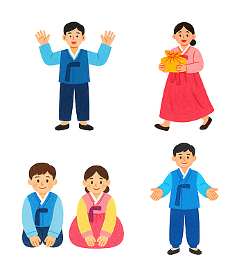 PSD 전통 여자 명절 남자 행복 문화 일러스트 가족 기념 한국 따뜻함 사랑 이벤트 추석 축제 기쁨 모임 인사 전통의상 한복 국내일러스트 한국전통 기념일 감정 아시아 관계 사람 예절 파일형식