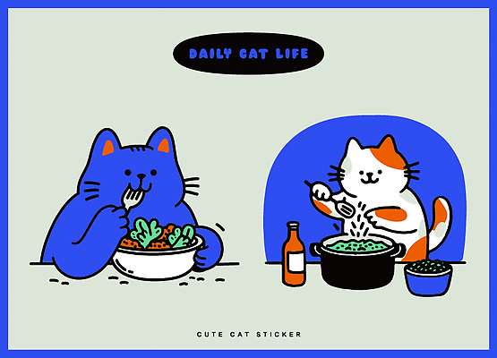 동물 음식 컬러 채소 일러스트 요리 일상 귀여움 주방 식사 고양이 샐러드 즐거움 그림 팬시 건강식 스타일 아기자기 국내일러스트 AI파일 감정 컨셉 포유류 라이프 반려동물 파일형식 벡터