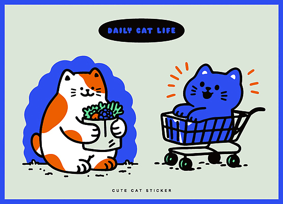 동물 캐릭터 행복 음식 컬러 채소 일러스트 놀이 일상 친구 쇼핑 장보기 귀여움 고양이 카트 다양 즐거움 국내일러스트 AI파일 감정 다수 컨셉 포유류 관계 라이프 반려동물 파일형식 벡터