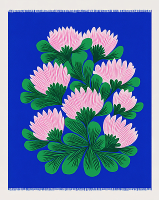 JPG 식물 디자인 꽃잎 예술 패턴 일러스트 자연 수채화 장식 파란배경 화사함 조화 뷰티풀 색채 수련꽃 국내일러스트 AI일러스트 AI콘텐츠 꽃 백그라운드 컨셉 무늬 파란색 생태계 파일형식