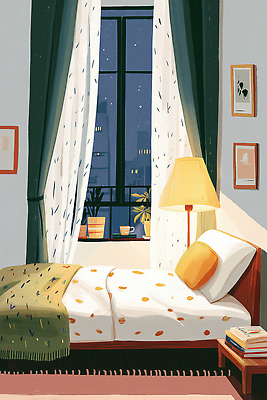 JPG 식물 분홍색 일러스트 창문 탁자 조명 따뜻함 풍경 장식 방 침대 도시 커튼 야간 편안함 그림 부드러움 토핑 국내일러스트 AI일러스트 AI콘텐츠 자연요소 컬러 가구 감각 파일형식