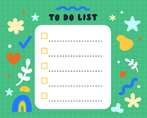 학생 디자인 컬러 패턴 일러스트 아이디어 관리 기록 메모지 작업 사무 계획 정리 목록 체크리스트 국내일러스트 AI파일 컨셉 무늬 사무용품 업무 파일형식 벡터