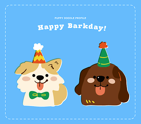 동물 모자 감정 리본 컬러 일러스트 놀이 웃음 파란색 친구 파티 축제 만남 축하 생일 강아지 즐거움 순간 국내일러스트 AI파일 잡화 기념일 컨셉 관계 표정 이벤트 반려동물 개 파일형식 벡터