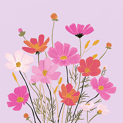 JPG 식물 디자인 꽃 예술 분홍색 컬러 일러스트 자연 미술 그래픽 여름 보라색 화사함 조화 뷰티풀 색채 생동감 국내일러스트 AI일러스트 AI콘텐츠 계절 컨셉 문화예술 생태계 파일형식