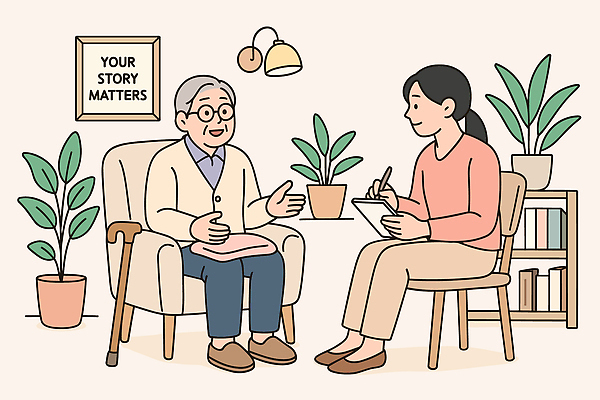 식물 노년 일러스트 관계 모션 책장 이야기 대화 카페 교양 메모지 체험 힐링 인터뷰 소통 심리상담 국내일러스트 AI파일 가구 컨셉 말하기 성인 상점 사무용품 상담 파일형식 벡터