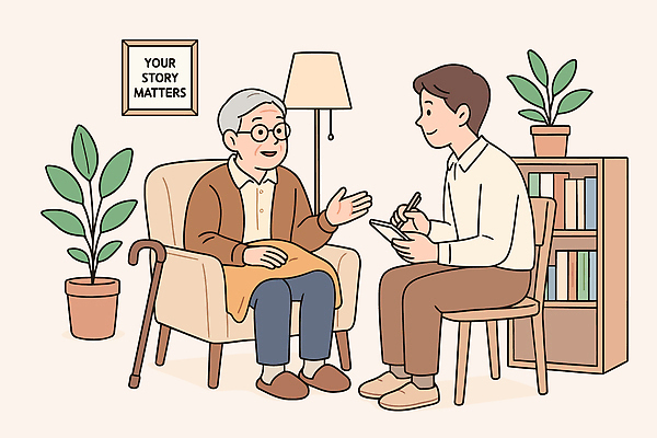 노년 문화 거실 일러스트 관계 따뜻함 이야기 대화 라이프 기록 체험 추억 편안함 묘기 상담 소통 대면 국내일러스트 AI파일 컨셉 말하기 성인 생활 감각 파일형식 벡터