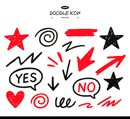 모양 도형 손글씨 디자인 화살표 별 스티커 일러스트 표정 그래픽 장식 빨간색 검은색 표현 원형 심볼 긍정 꾸미기 부정 국내일러스트 AI파일 자연요소 컬러 컨셉 파일형식 벡터
