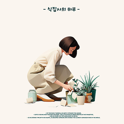 PSD 식물 여자 화분 잎 일러스트 자연 실내 대화 취미 초록색 인테리어 평화 도시 집중 즐거움 원예 일과 손질 국내일러스트 디자인 감정 컬러 컨셉 말하기 사람 내부 생태계 파일형식