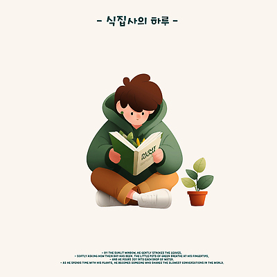 PSD 식물 여유 일러스트 자연 실내 소년 취미 책 초록색 여름 독서 성장 편안함 집중 조용 스트레스해소 국내일러스트 계절 남자 감정 어린이 컬러 컨셉 내부 감각 생태계 파일형식