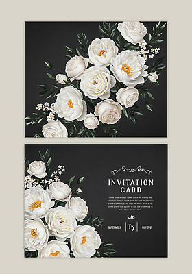 PSD 템플릿 디자인 꽃 예술 검은배경 국화 이벤트 장식 고급 고객 초대장 조화 뷰티풀 이미지템플릿 식물 백그라운드 컨셉 카드_감사 검은색 파일형식