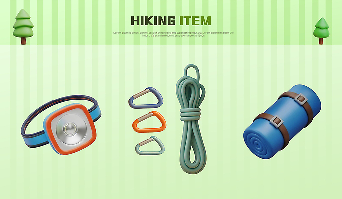 PSD 아이콘 밧줄 여행 자연 아웃도어 안전 3D아이콘 캠핑 하이킹 장비 탐험 도구 랜턴 준비물 침낭 필수품 줄 레저 조명 상품 생태계 파일형식