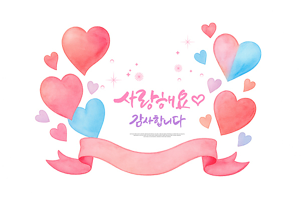 PSD 디자인 기념일 감정 예술 컬러 백그라운드 일러스트 수채화 따뜻함 사랑 그래픽 장식 하트 마음 축하 표현 감사 뷰티풀 창의성 국내일러스트 모양 컨셉 이벤트 파일형식