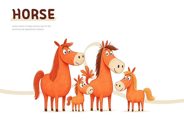 모양 PSD 동물 캐릭터 디자인 일러스트 가족 털 머리 귀여움 환경 주황색 말_동물 크기 즐거움 가교 국내일러스트 건축물 감정 컬러 컨셉 포유류 관계 신체부위 파일형식