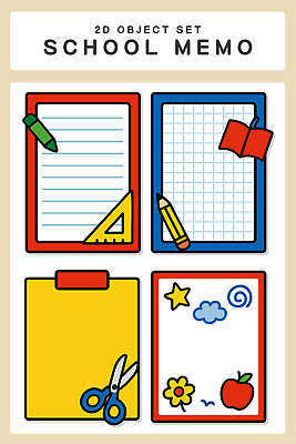 학생 디자인 교육 컬러 스티커 무늬 일러스트 학교 문구용품 가위 자 학습 필기구 연필 사무용품 공책 도구 메모지 오브젝트 창의성 국내일러스트 AI파일 학용품 파일형식 벡터