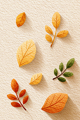 JPG 식물 디자인 종이 예술 컬러 잎 일러스트 자연 나뭇잎 따뜻함 잔디 장식 빛 가을 배열 오브젝트 그림 이미지 국내일러스트 AI일러스트 AI콘텐츠 계절 생태계 파일형식